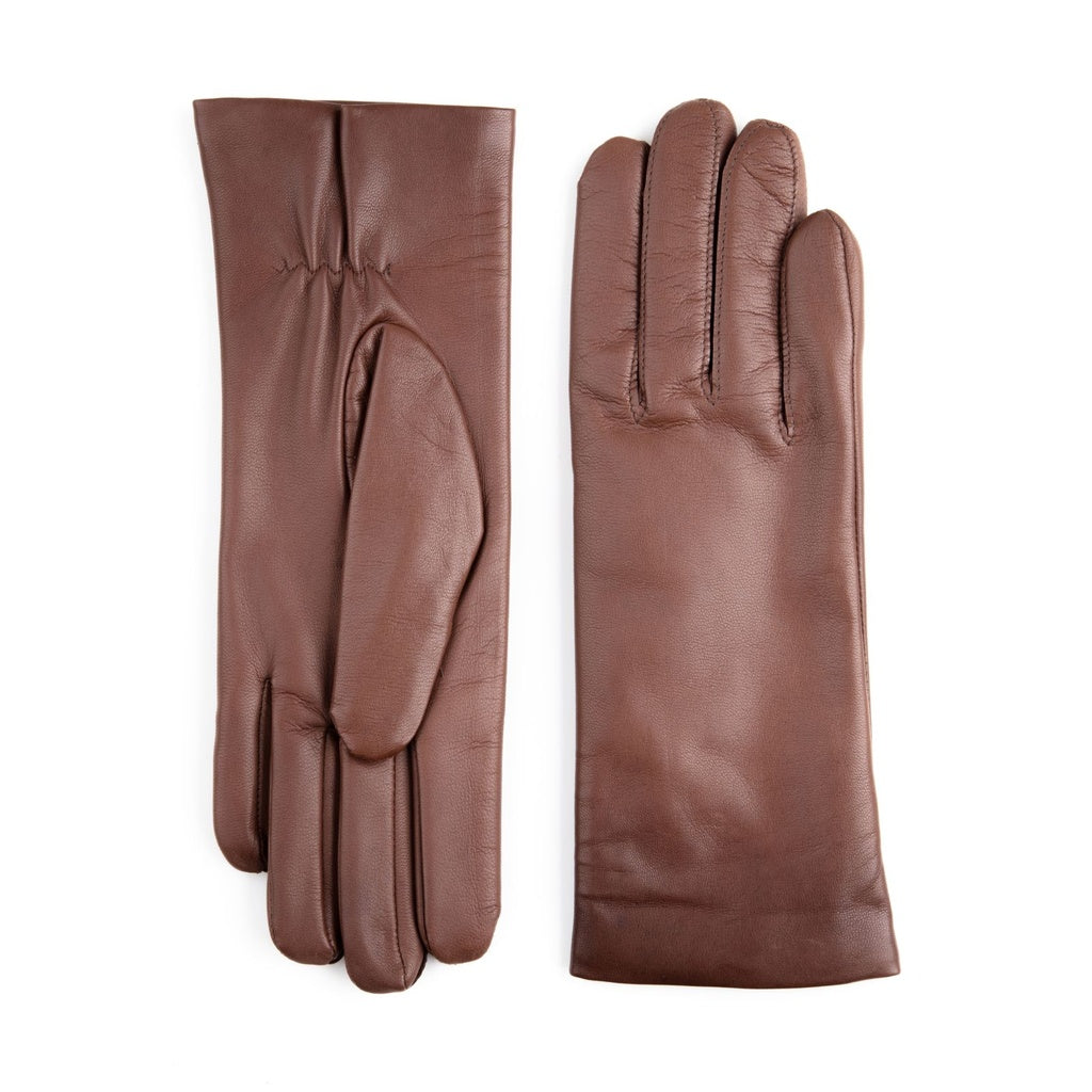 Leather gloves for ladies with elastic in the palm