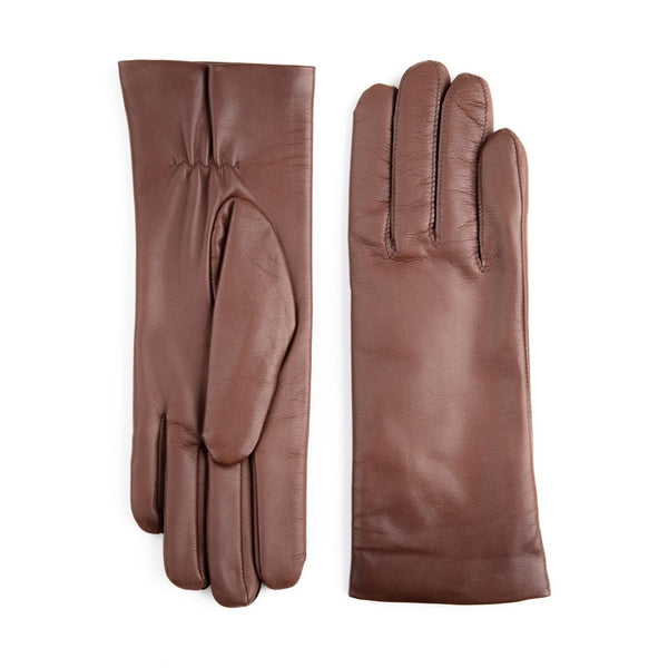 Leather gloves for ladies with elastic in the palm