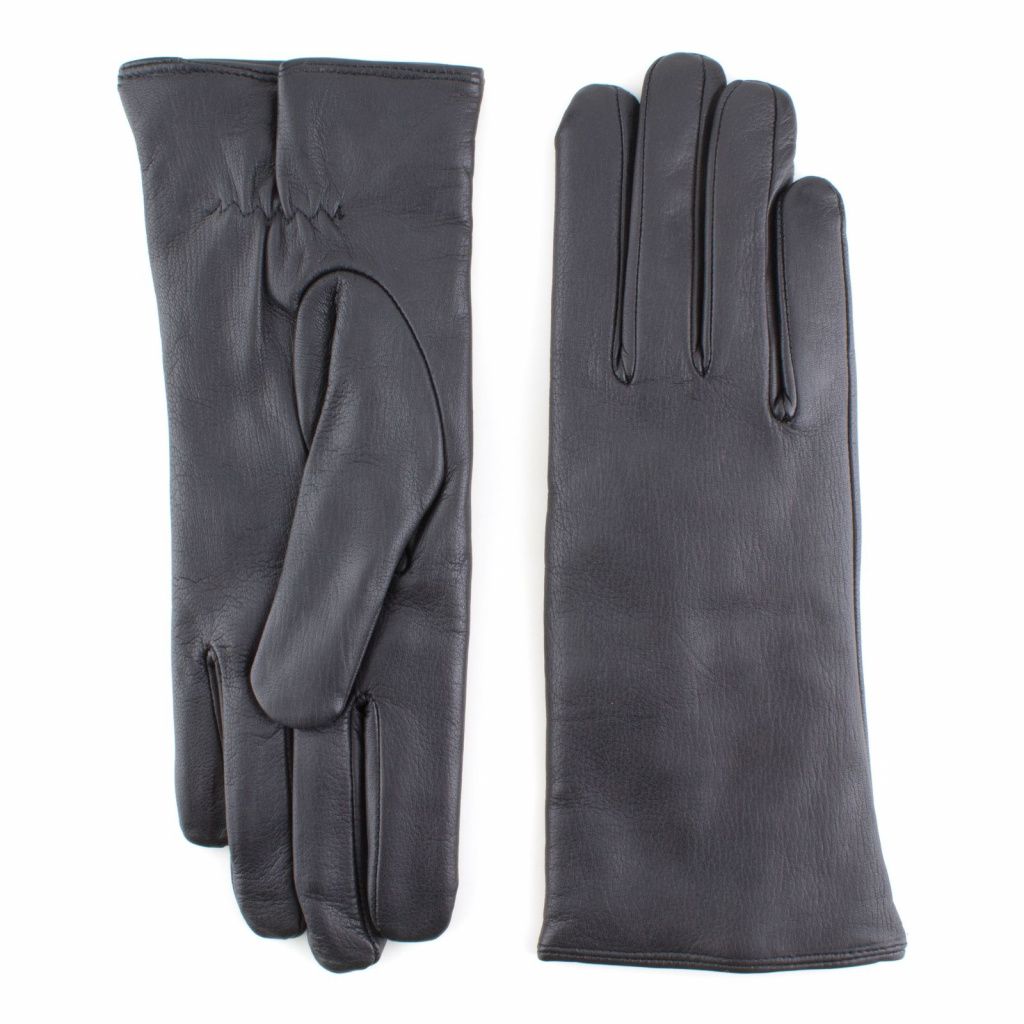 Leather gloves for ladies with elastic in the palm