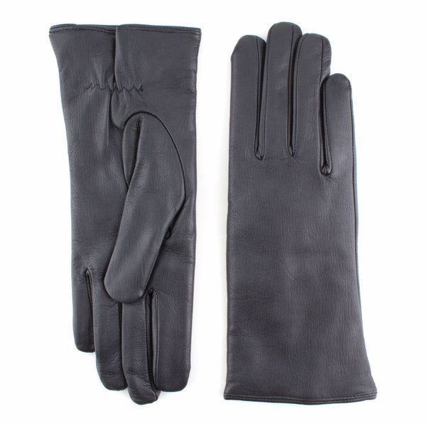 Leather gloves for ladies with elastic in the palm