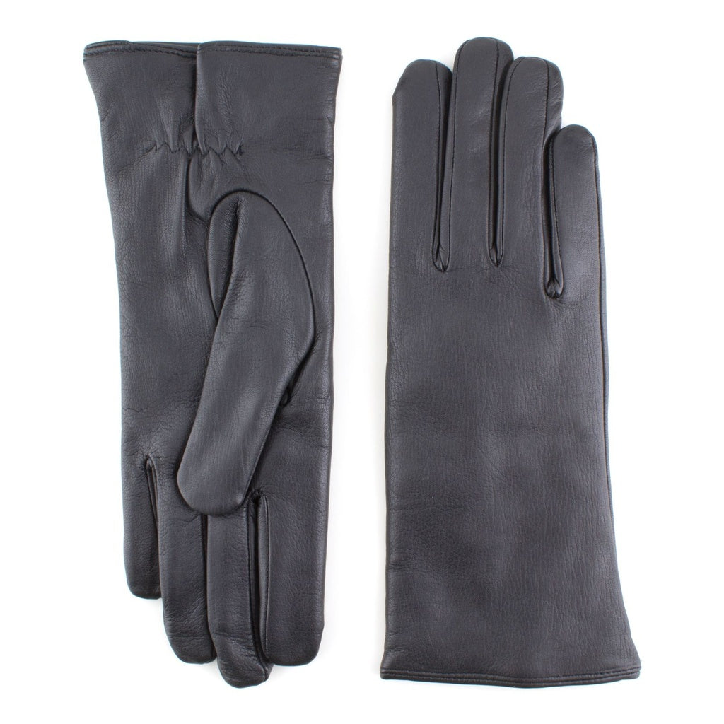 Leather gloves for ladies with elastic in the palm