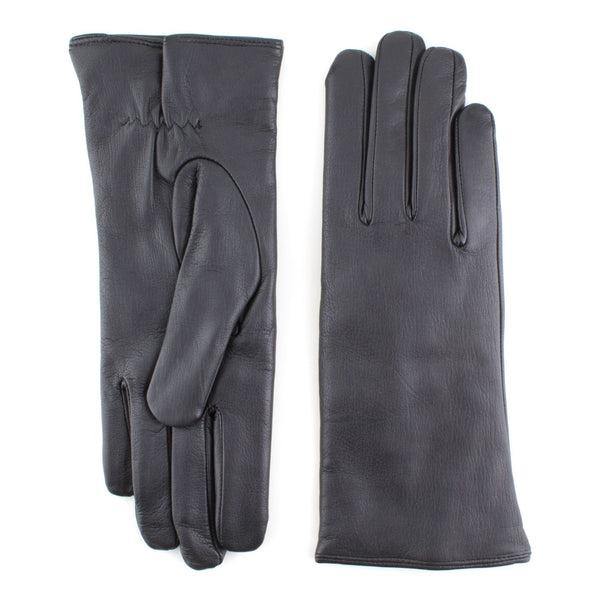 Leather gloves for ladies with elastic in the palm