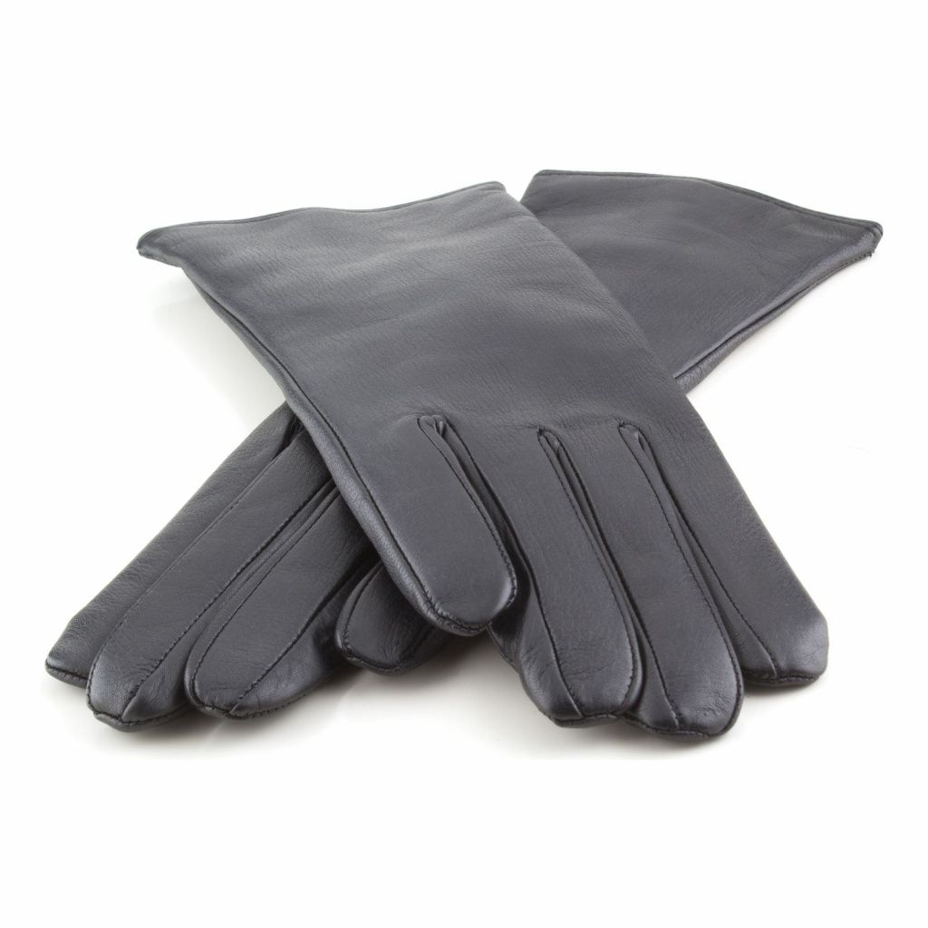 Leather gloves for ladies with elastic in the palm