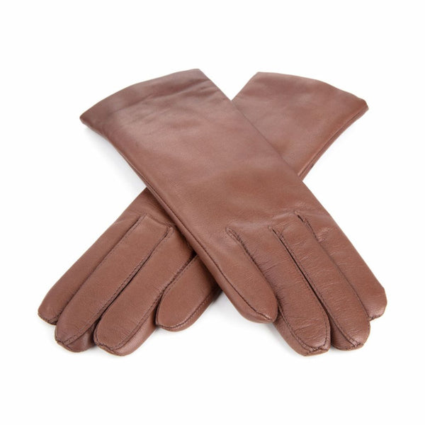 Leather gloves for ladies with elastic in the palm