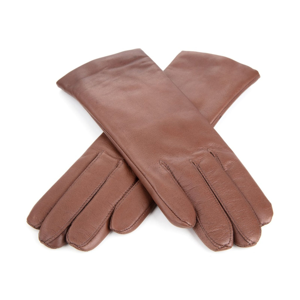 Leather gloves for ladies with elastic in the palm