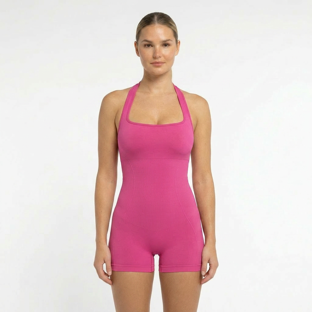 Shaping Summer Jumpsuit with Bare Back, PINK size other: XS/S