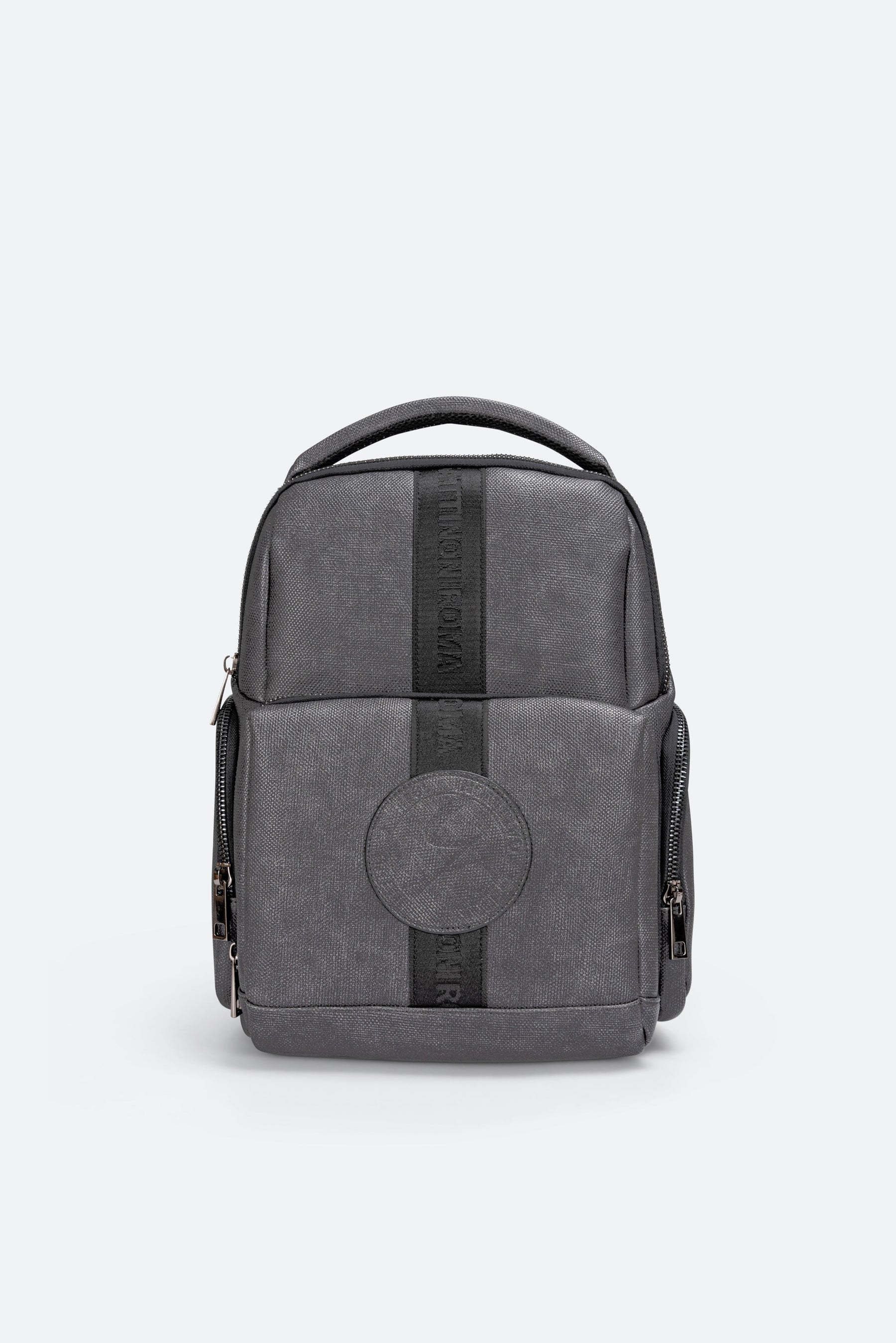 Tristan Textured Blue Backpack with logo and front logo band