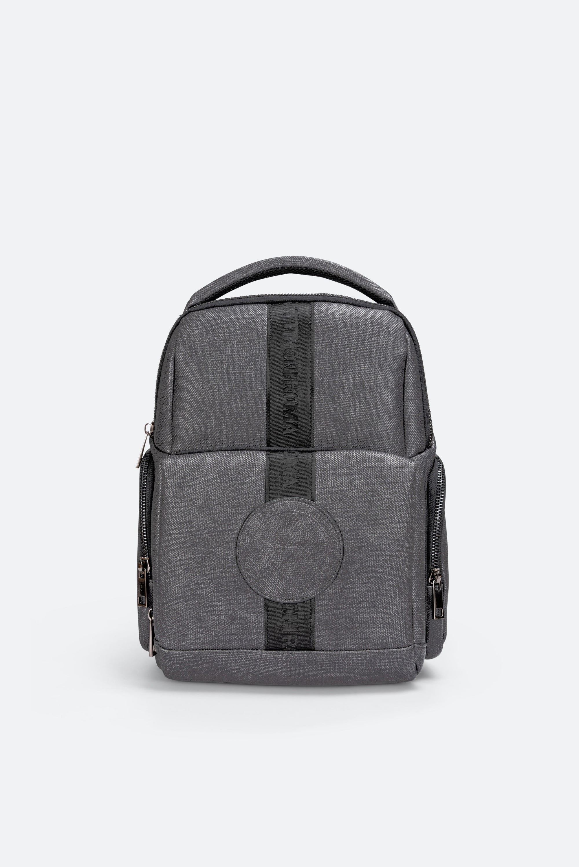 Tristan Textured Blue Backpack with logo and front logo band