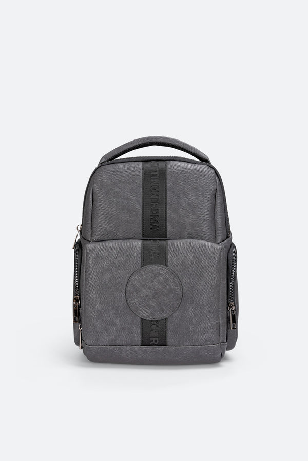 Tristan Textured Blue Backpack with logo and front logo band