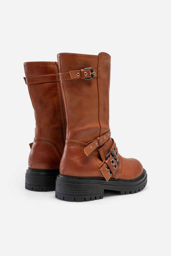 Melfort Ankle Boot in Faux Leather Color Tan