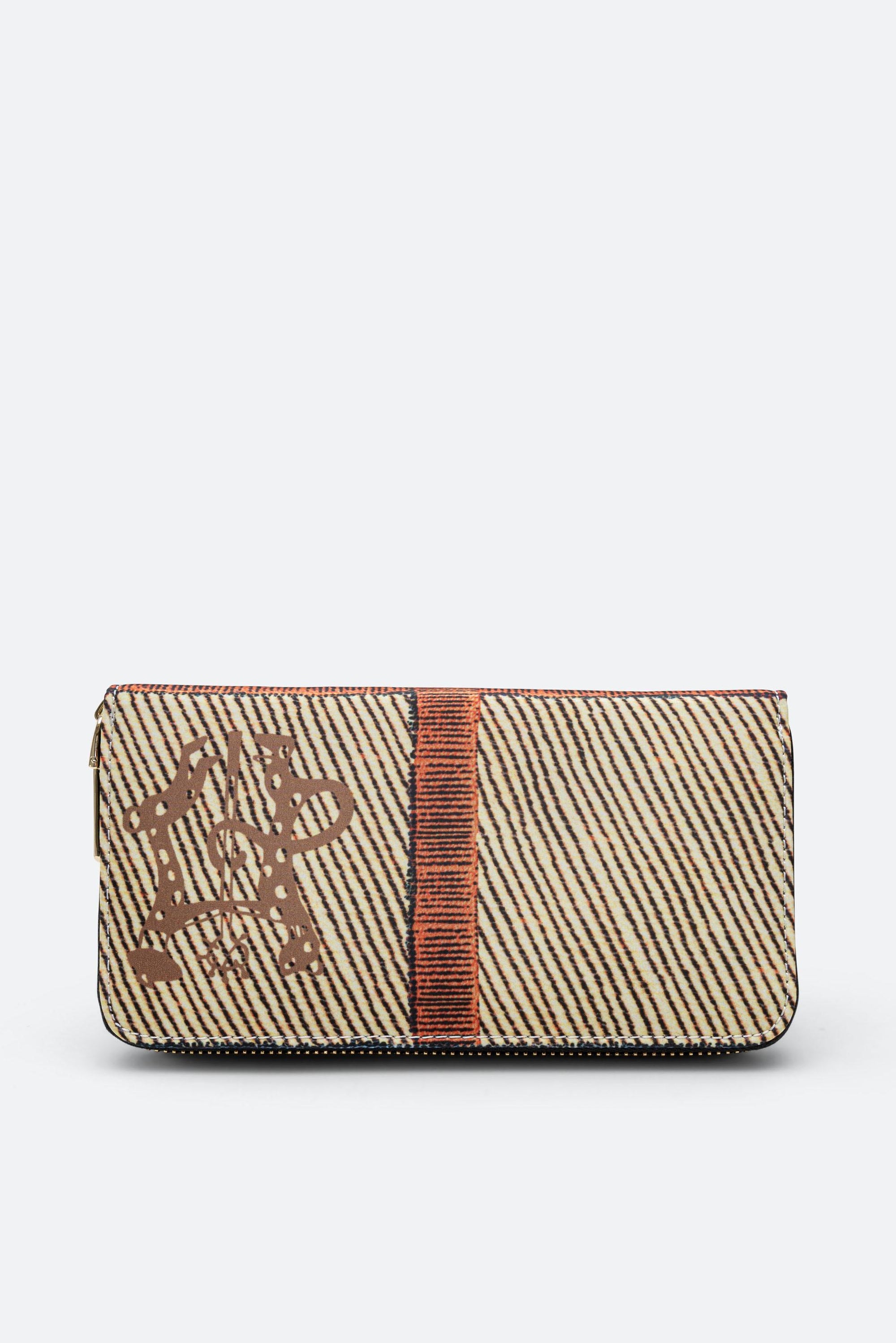 Large Wallet with Zip Maya Check Print and Black Leather Interior