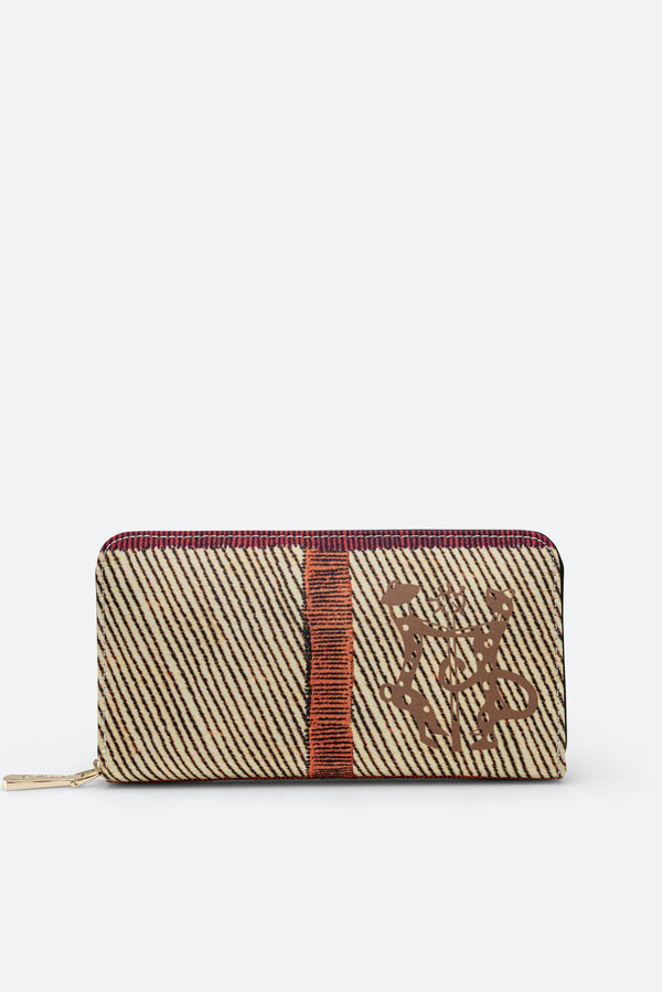 Large Wallet with Zip Maya Check Print and Black Leather Interior