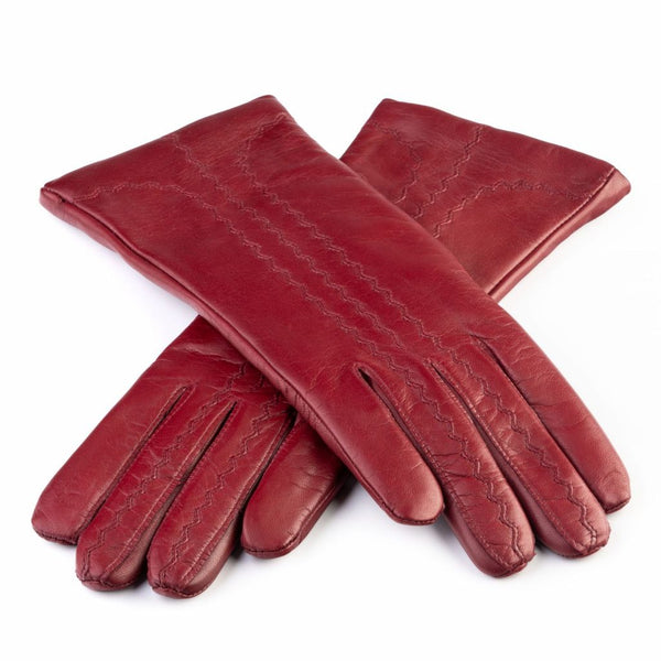 Women's Leather Gloves with Delicate Embroidery from Edge to Fingers