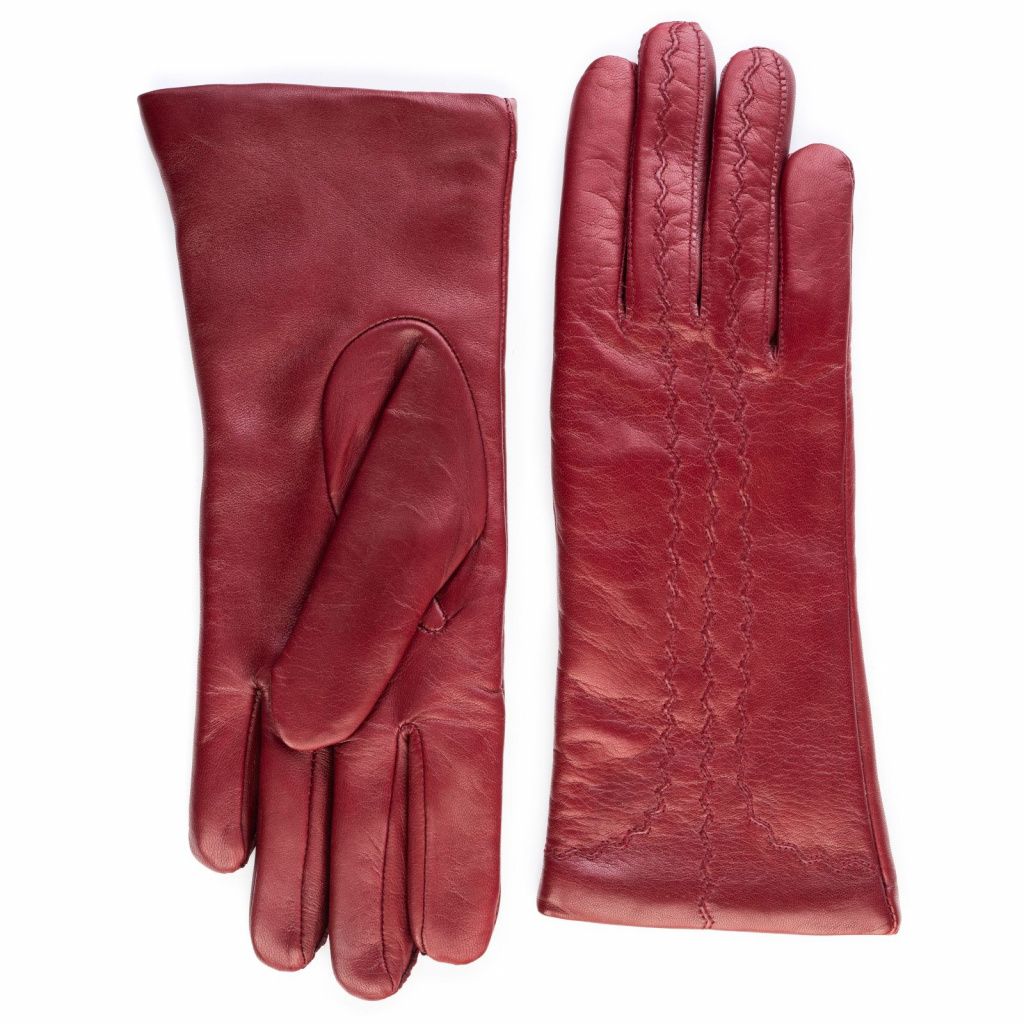 Women's Leather Gloves with Delicate Embroidery from Edge to Fingers