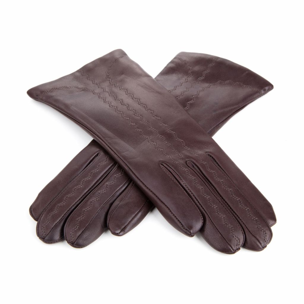Women's Leather Gloves with Delicate Embroidery from Edge to Fingers