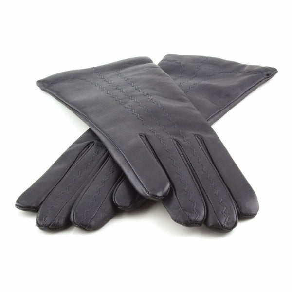 Women's Leather Gloves with Delicate Embroidery from Edge to Fingers