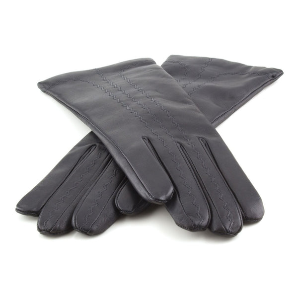 Women's Leather Gloves with Delicate Embroidery from Edge to Fingers