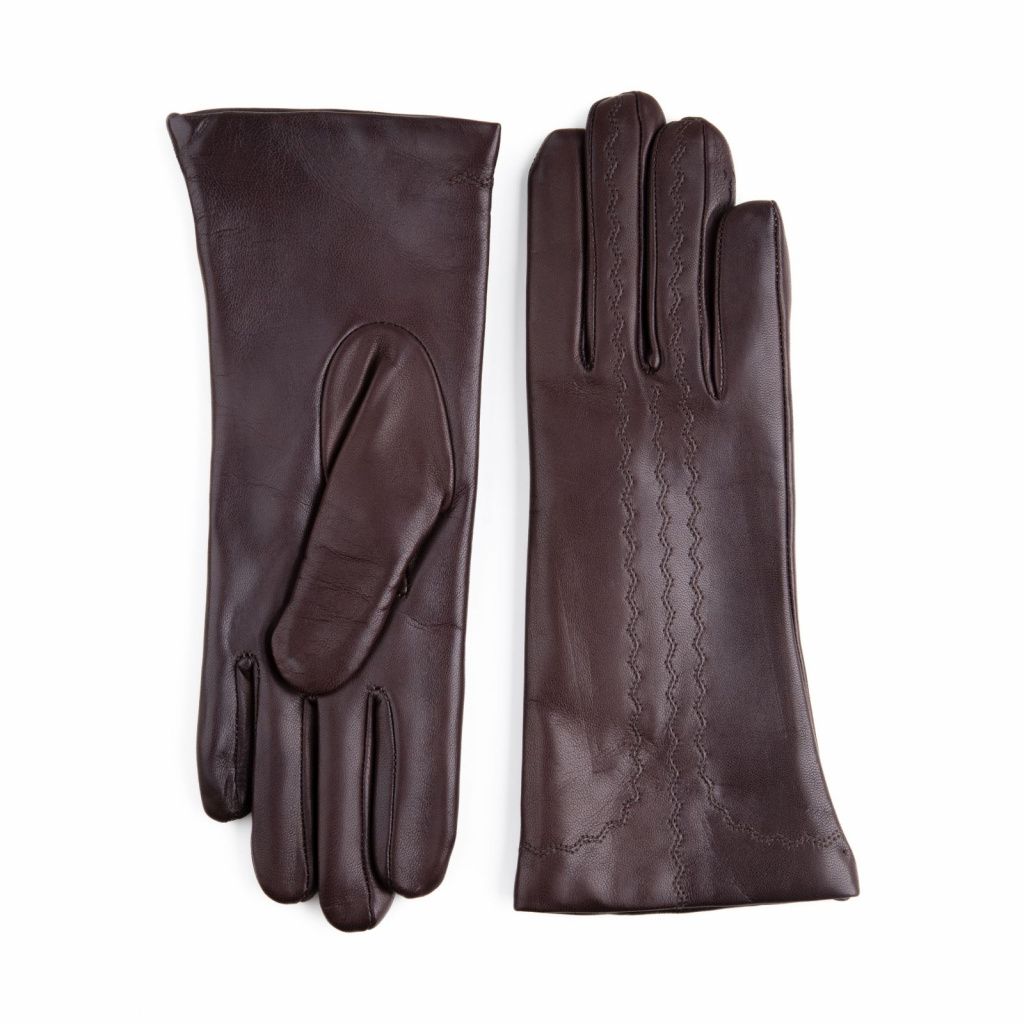 Women's Leather Gloves with Delicate Embroidery from Edge to Fingers