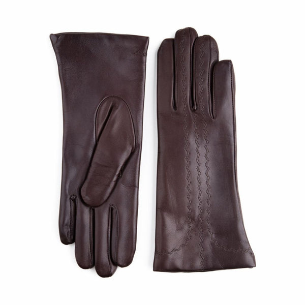 Women's Leather Gloves with Delicate Embroidery from Edge to Fingers