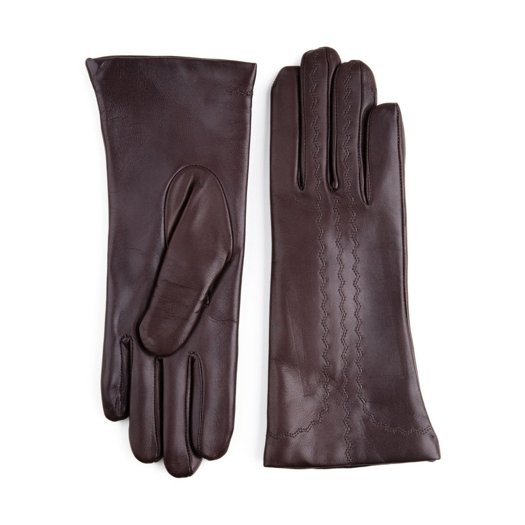Women's Leather Gloves with Delicate Embroidery from Edge to Fingers