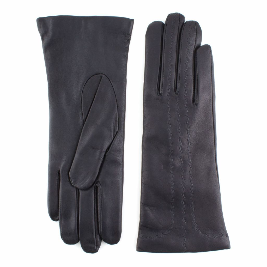 Women's Leather Gloves with Delicate Embroidery from Edge to Fingers