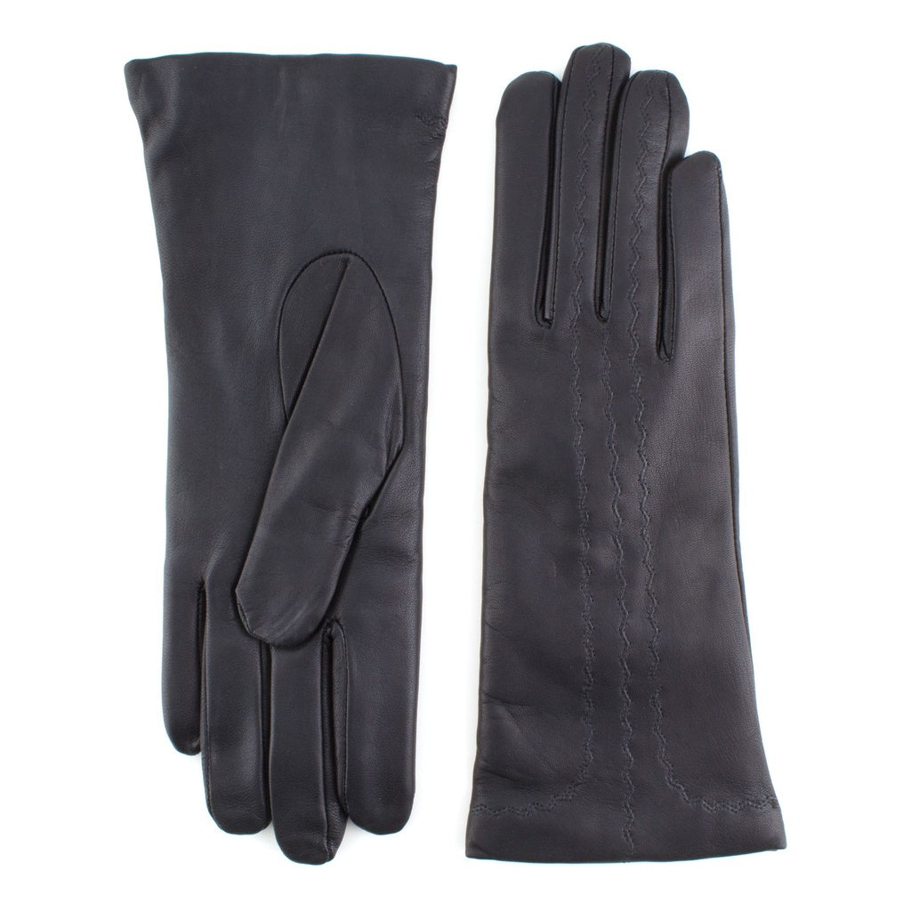 Women's Leather Gloves with Delicate Embroidery from Edge to Fingers