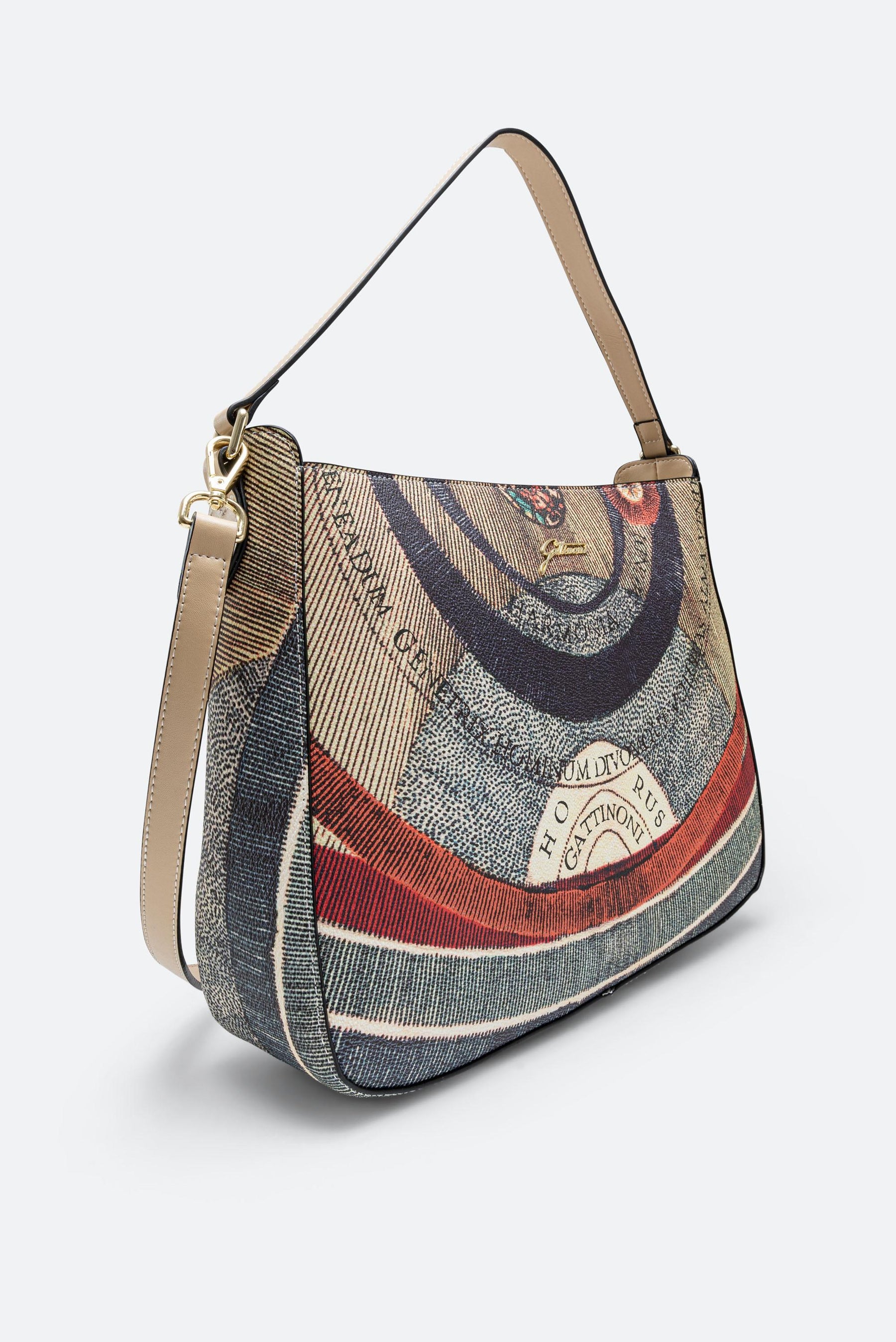 Medium Hobo Bag Planetarium Classic Leather Finish in Beige