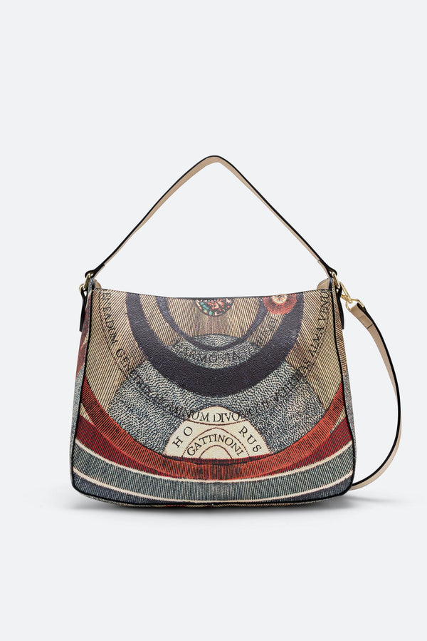 Medium Hobo Bag Planetarium Classic Leather Finish in Beige