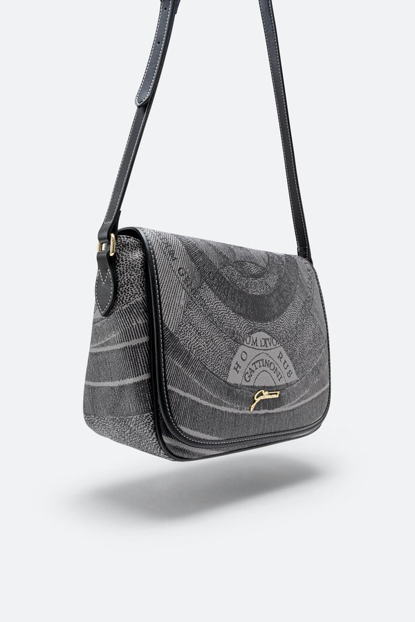 Flap Bag Medium Planetarium mono black color Black