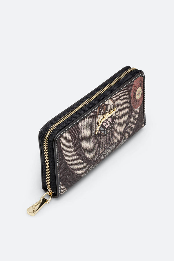 Large wallet with Planetarium Diana print and dark brown finishes