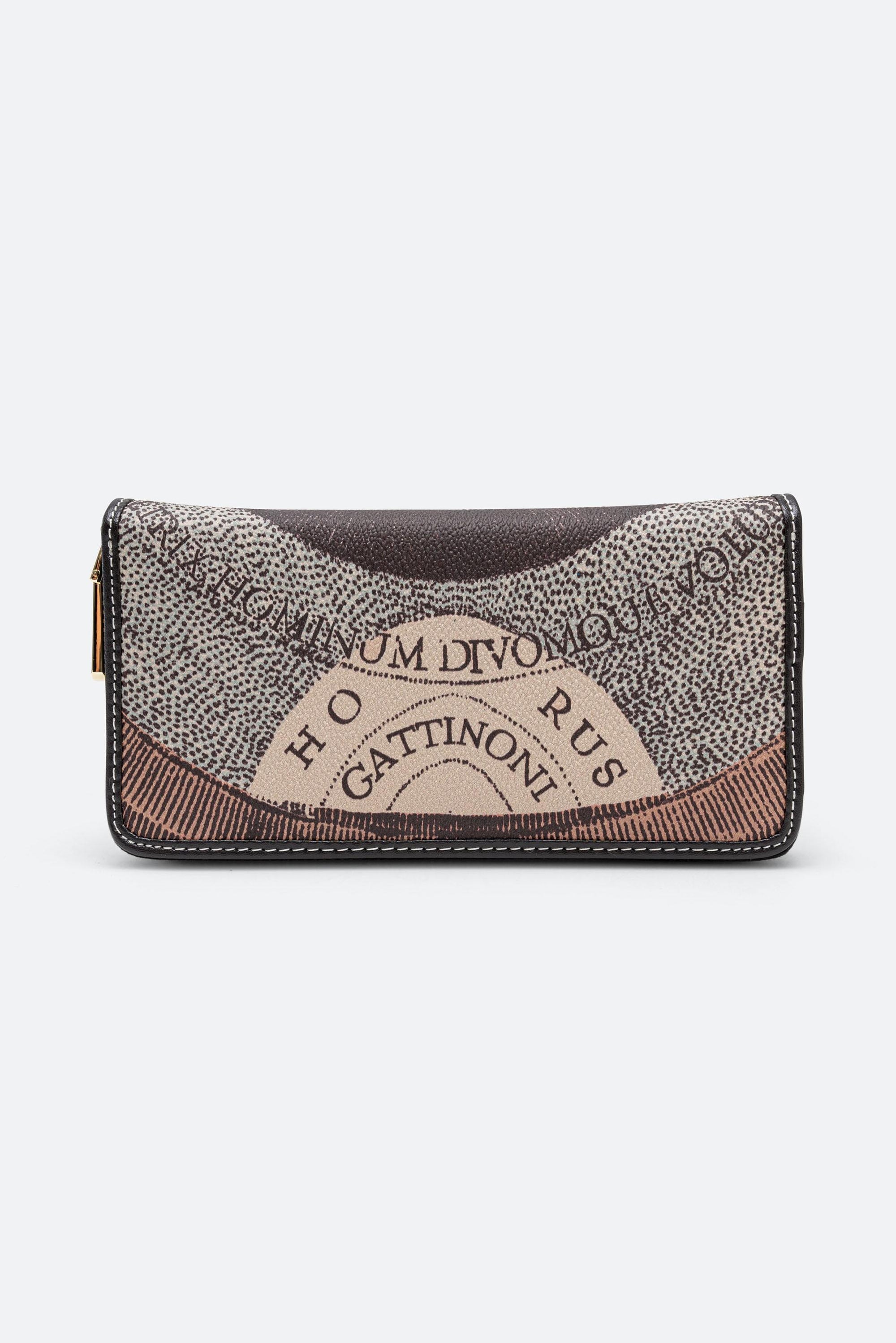 Large wallet with Planetarium Diana print and dark brown finishes
