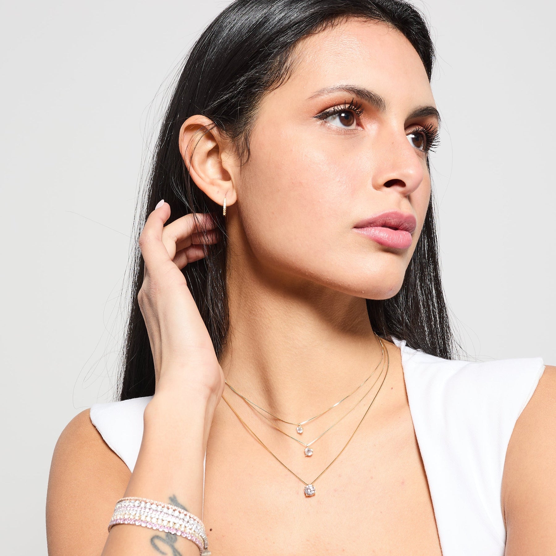 Gold-plated silver tennis bracelet with white zirconia 3.0 mm