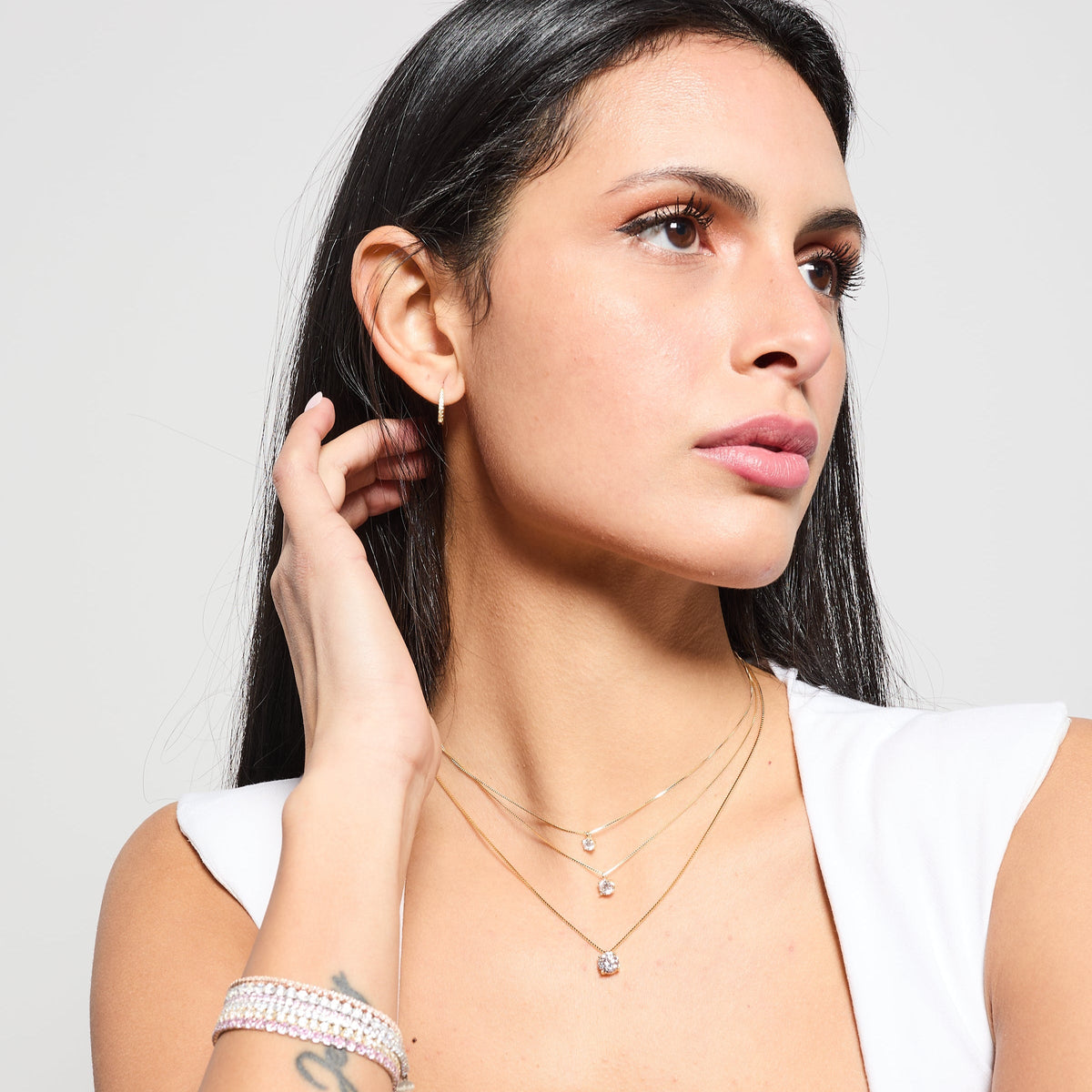 Gold-plated silver tennis bracelet with white zirconia 3.0 mm