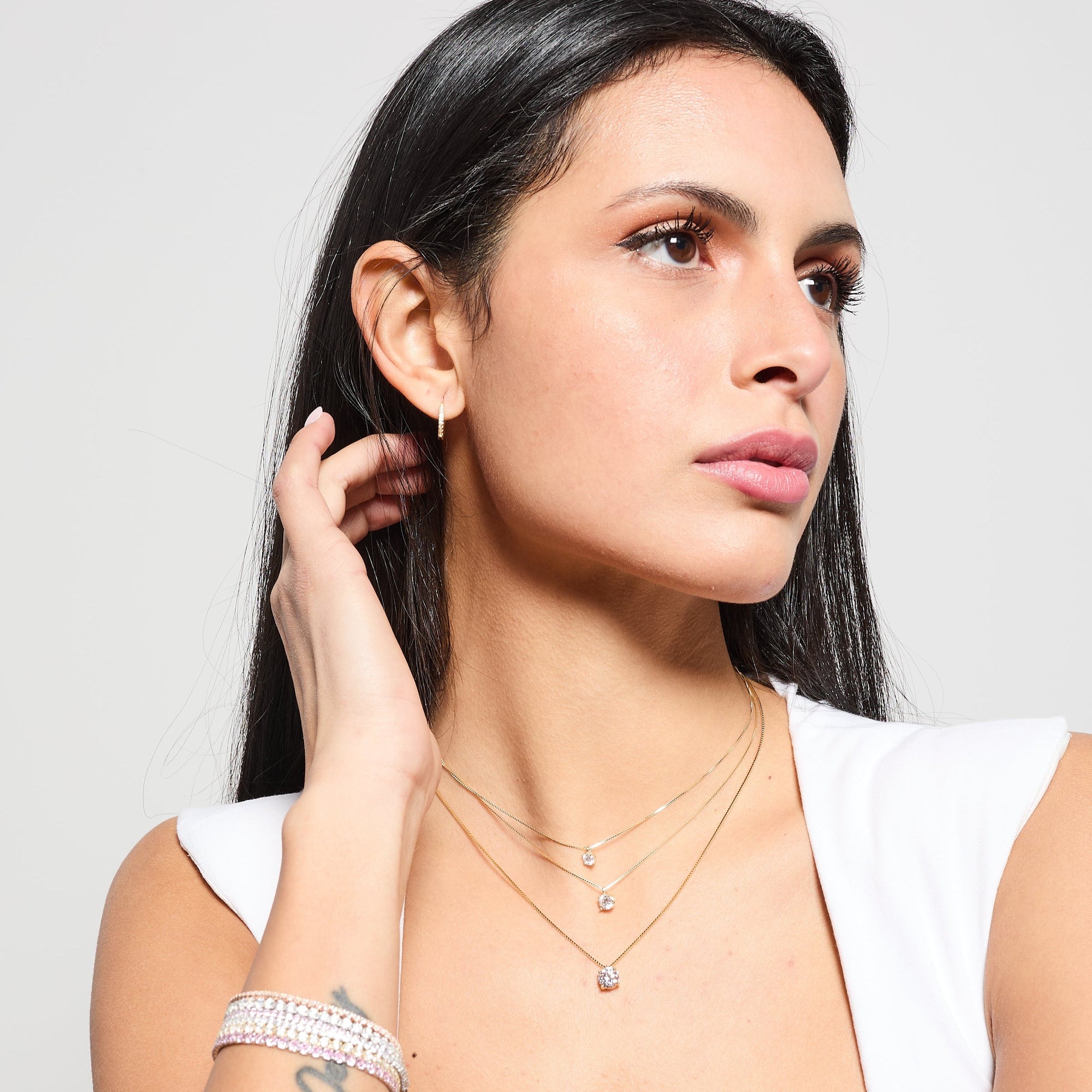 Rhodium-plated silver tennis bracelet with light pink zirconia mm 2.0