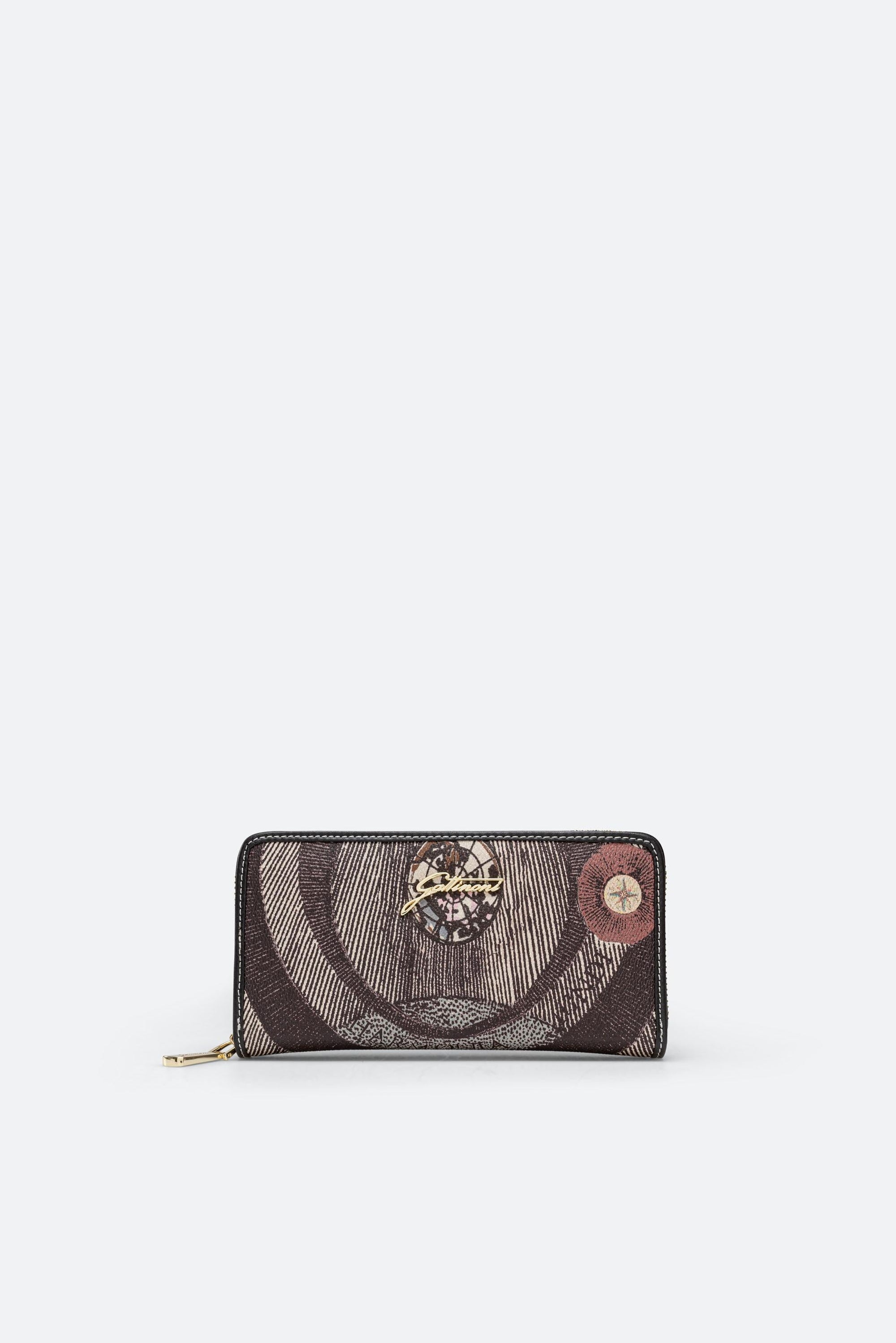 Large wallet with Planetarium Diana print and dark brown finishes