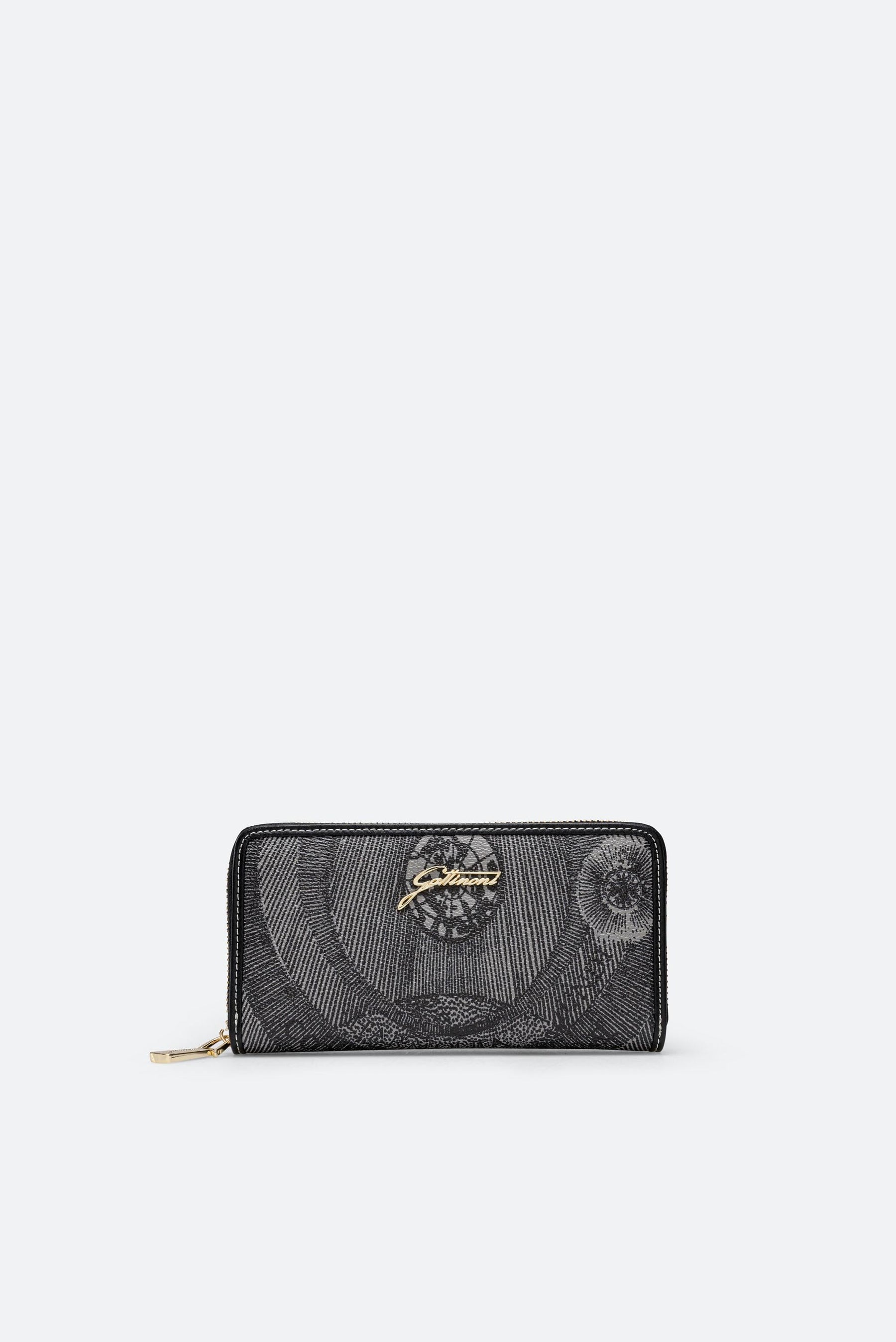 Large Wallet Planetarium Mono Black Print with Black Finishes