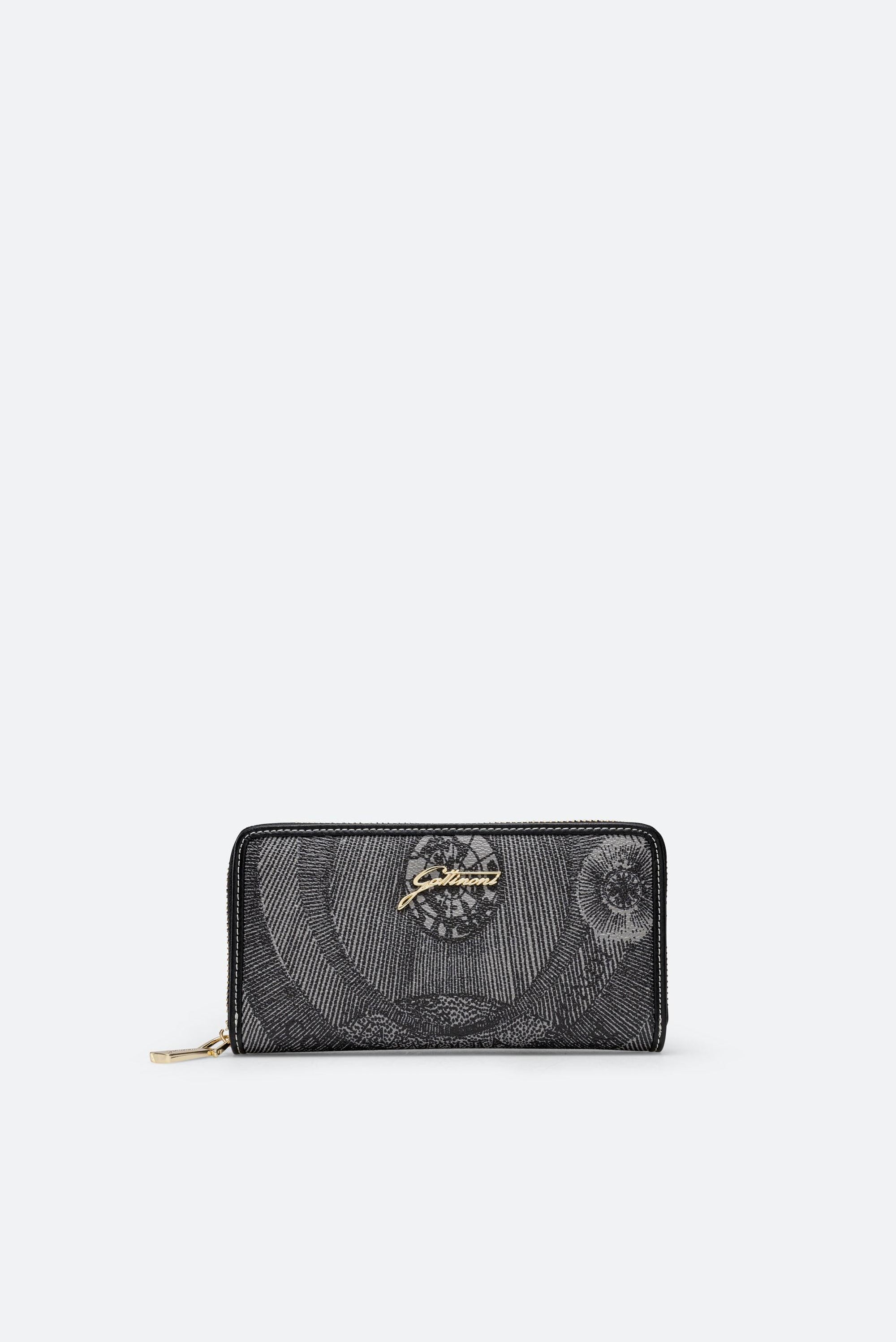 Large Wallet Planetarium Mono Black Print with Black Finishes