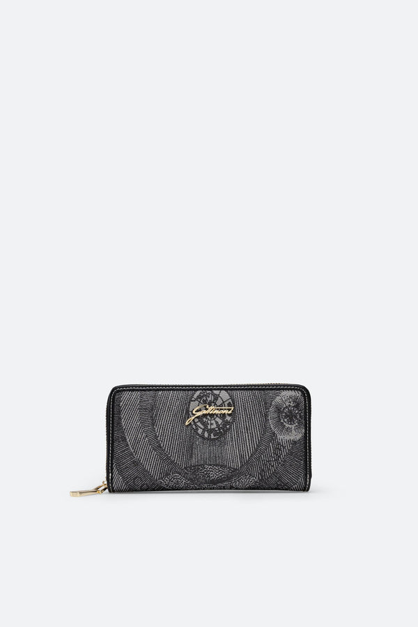 Large Wallet Planetarium Mono Black Print with Black Finishes