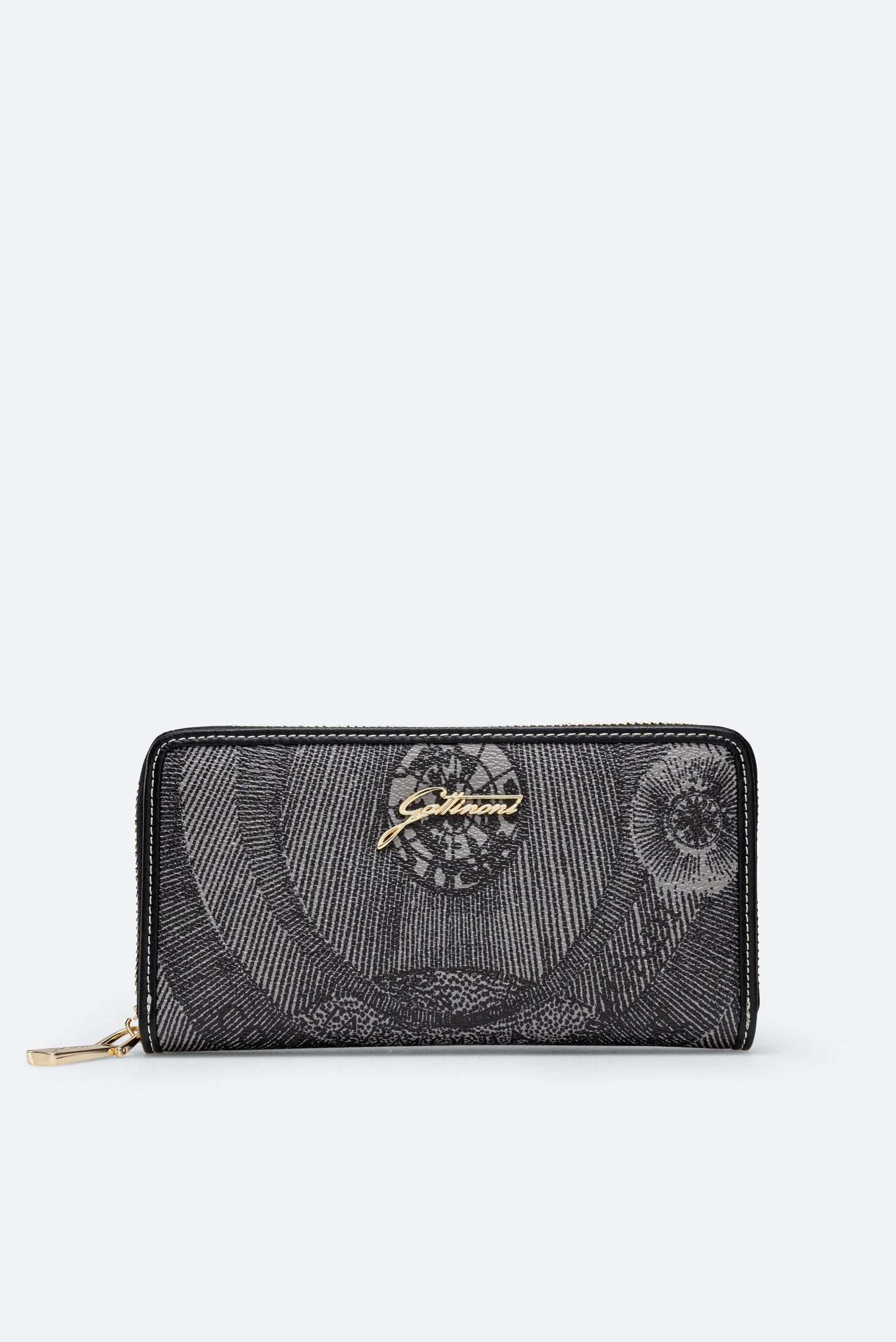 Large Wallet Planetarium Mono Black Print with Black Finishes