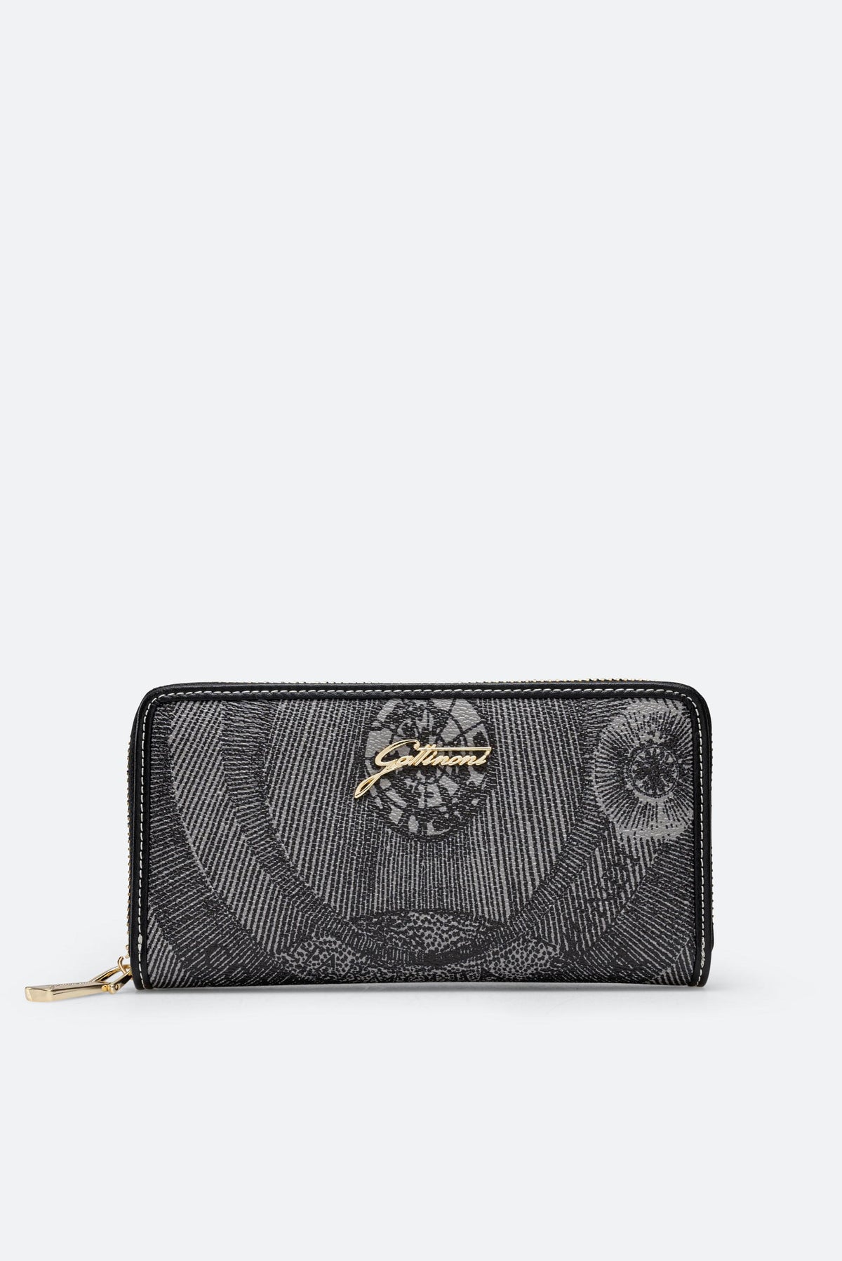 Large Wallet Planetarium Mono Black Print with Black Finishes