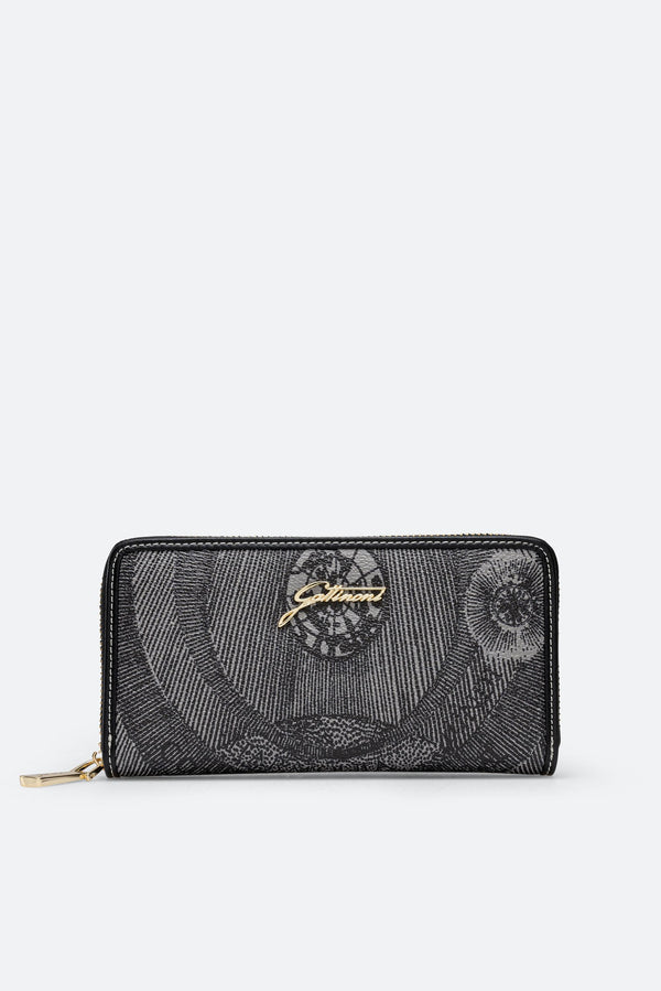 Large Wallet Planetarium Mono Black Print with Black Finishes
