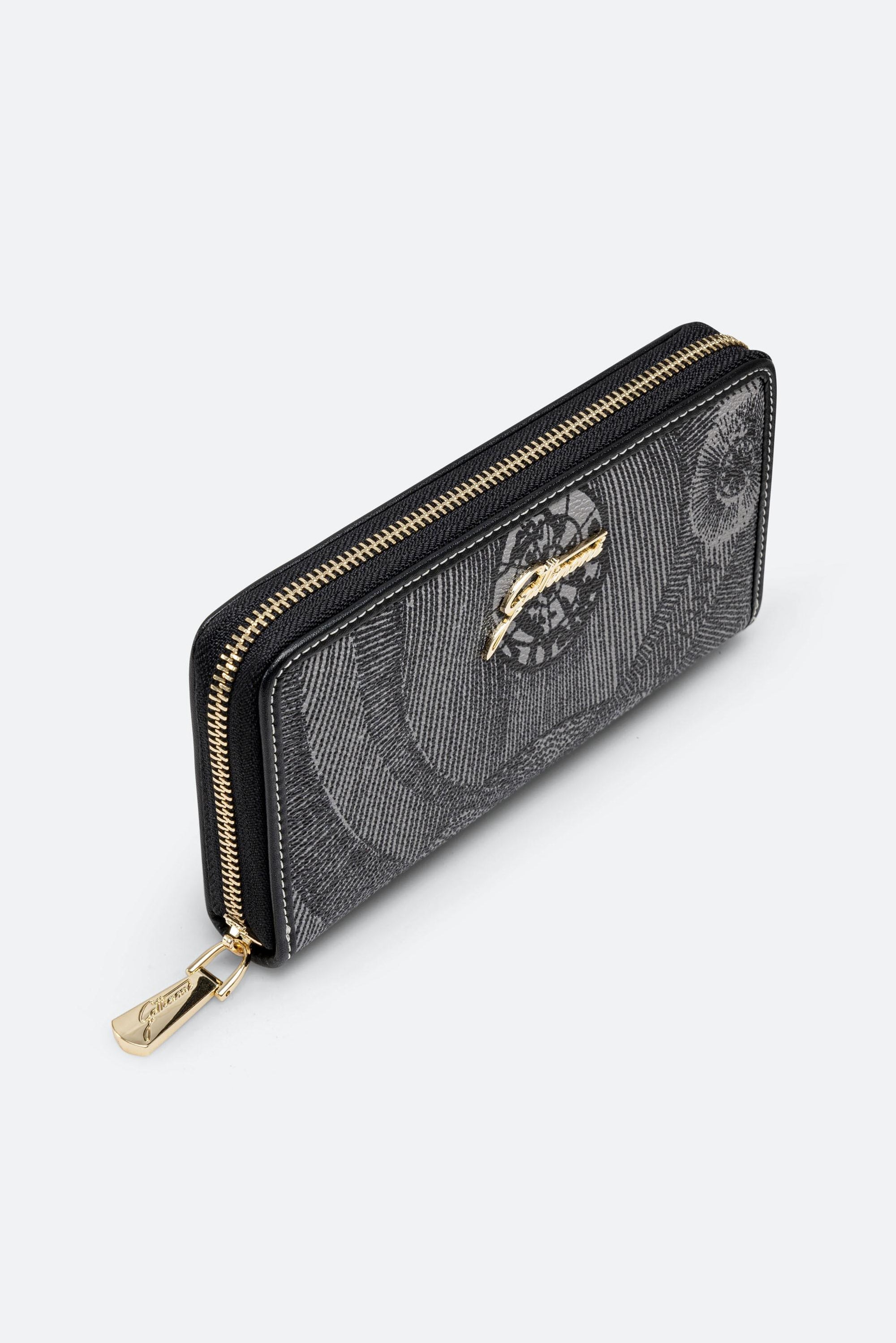 Large Wallet Planetarium Mono Black Print with Black Finishes