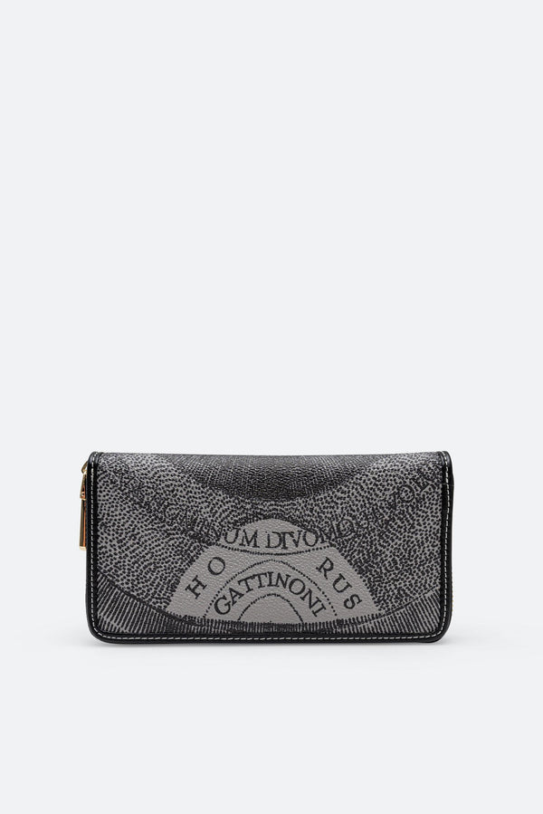Large Wallet Planetarium Mono Black Print with Black Finishes