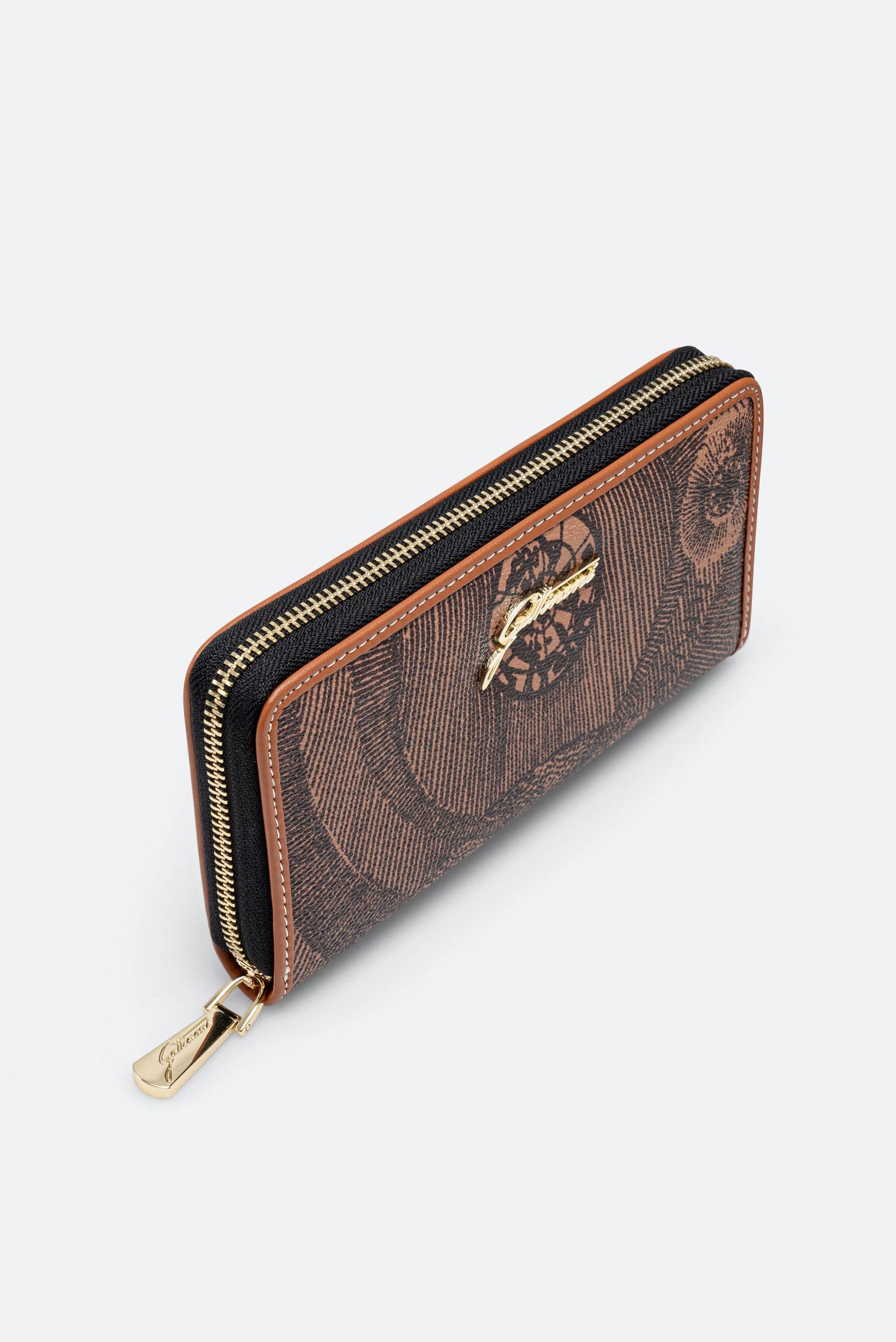 Large Wallet Planetarium Mono Brown Print with Brown Finishes