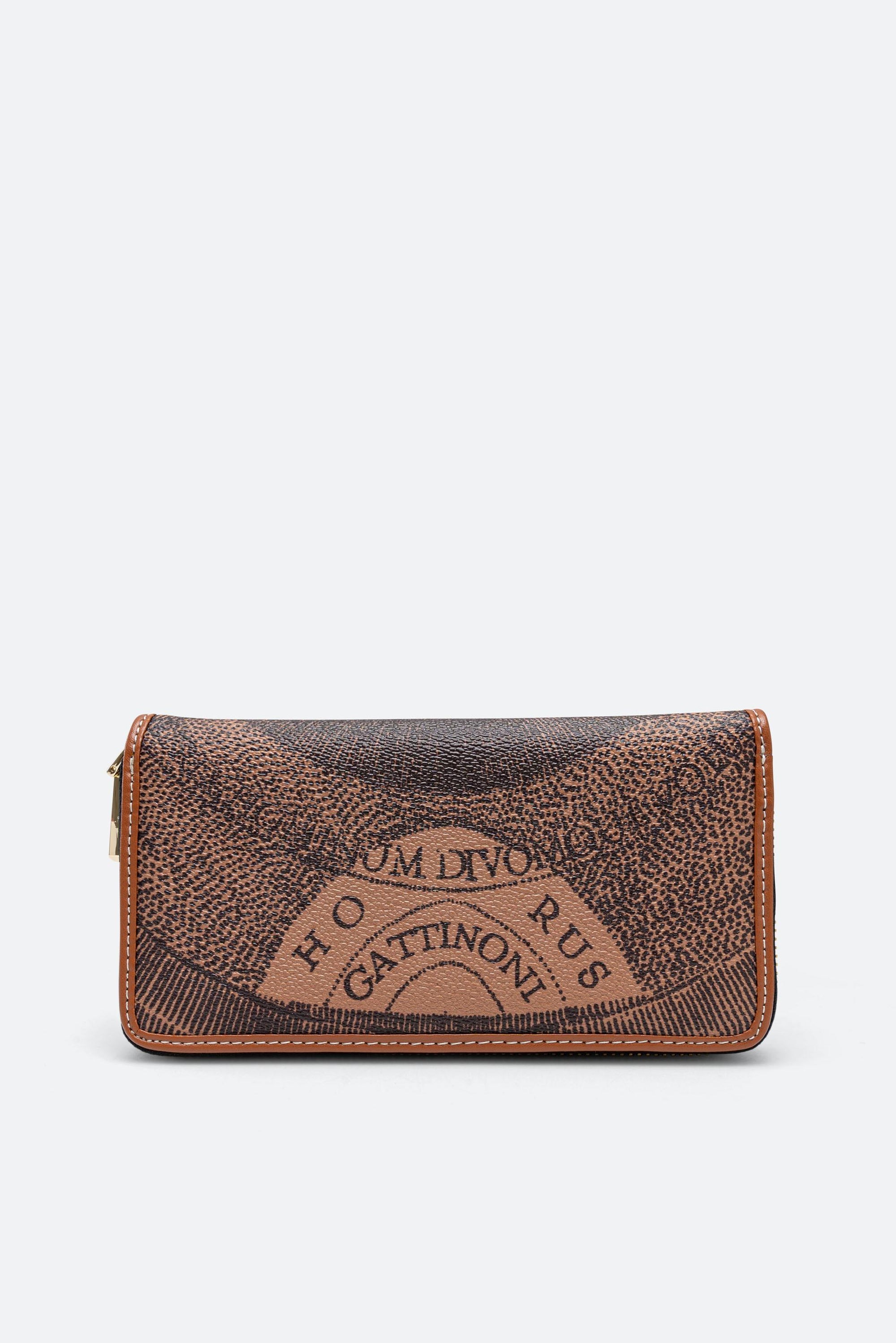 Large Wallet Planetarium Mono Brown Print with Brown Finishes