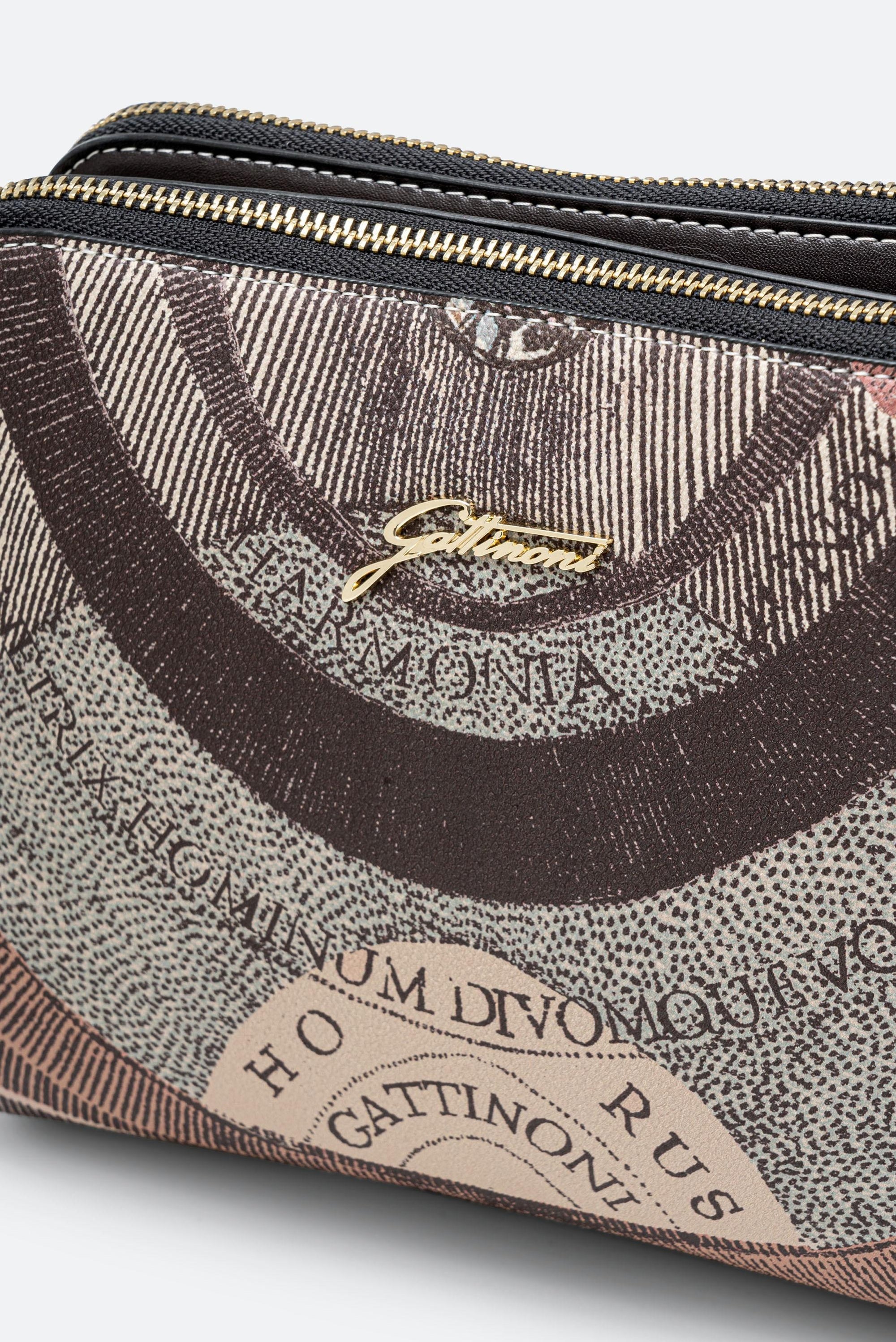 Planetarium Diana Double Zip Shoulder Bag in Dark Brown Leather Finish