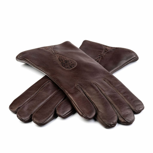 Women's Leather Gloves with Decoration