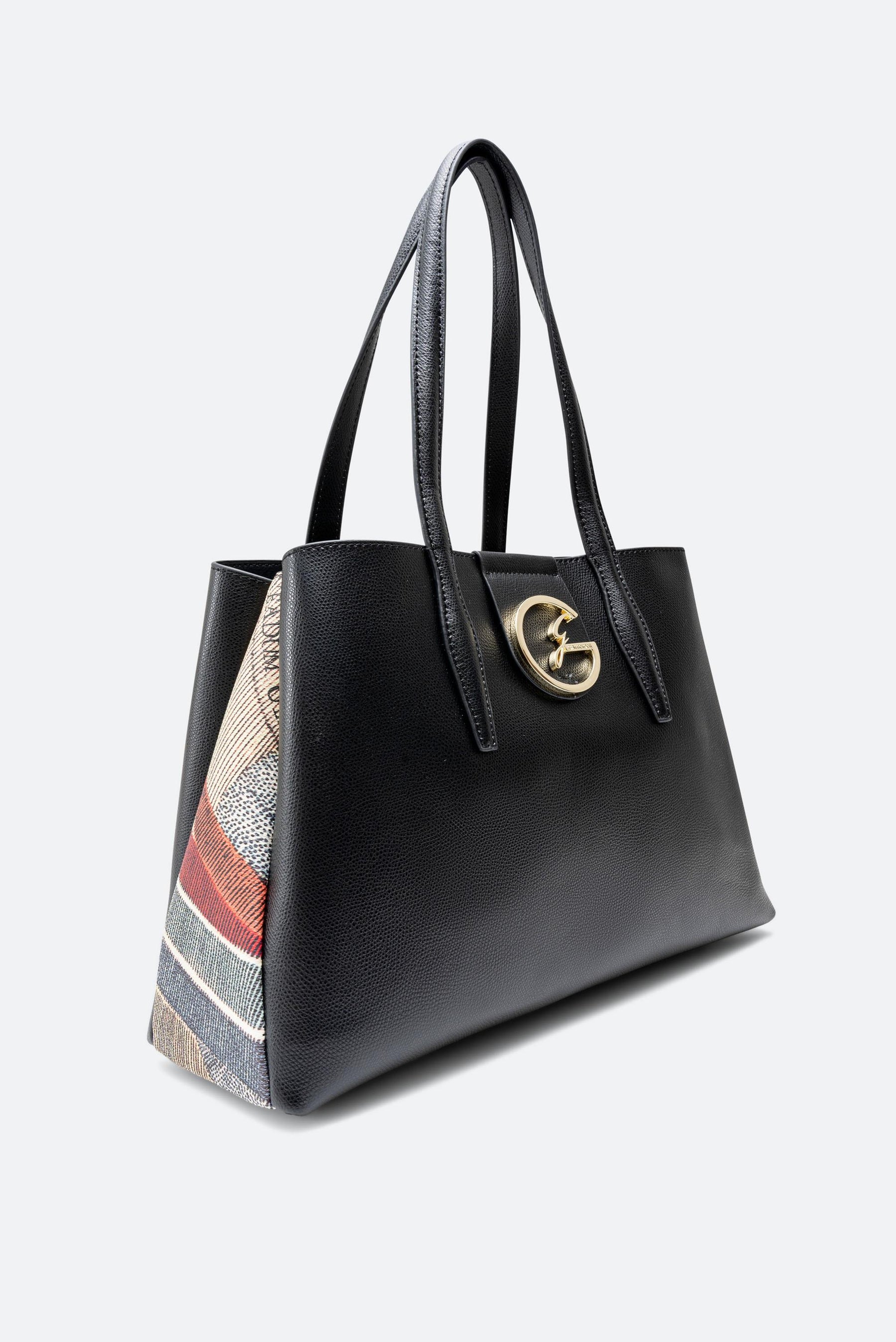 Bolsa de compras de cuero negro