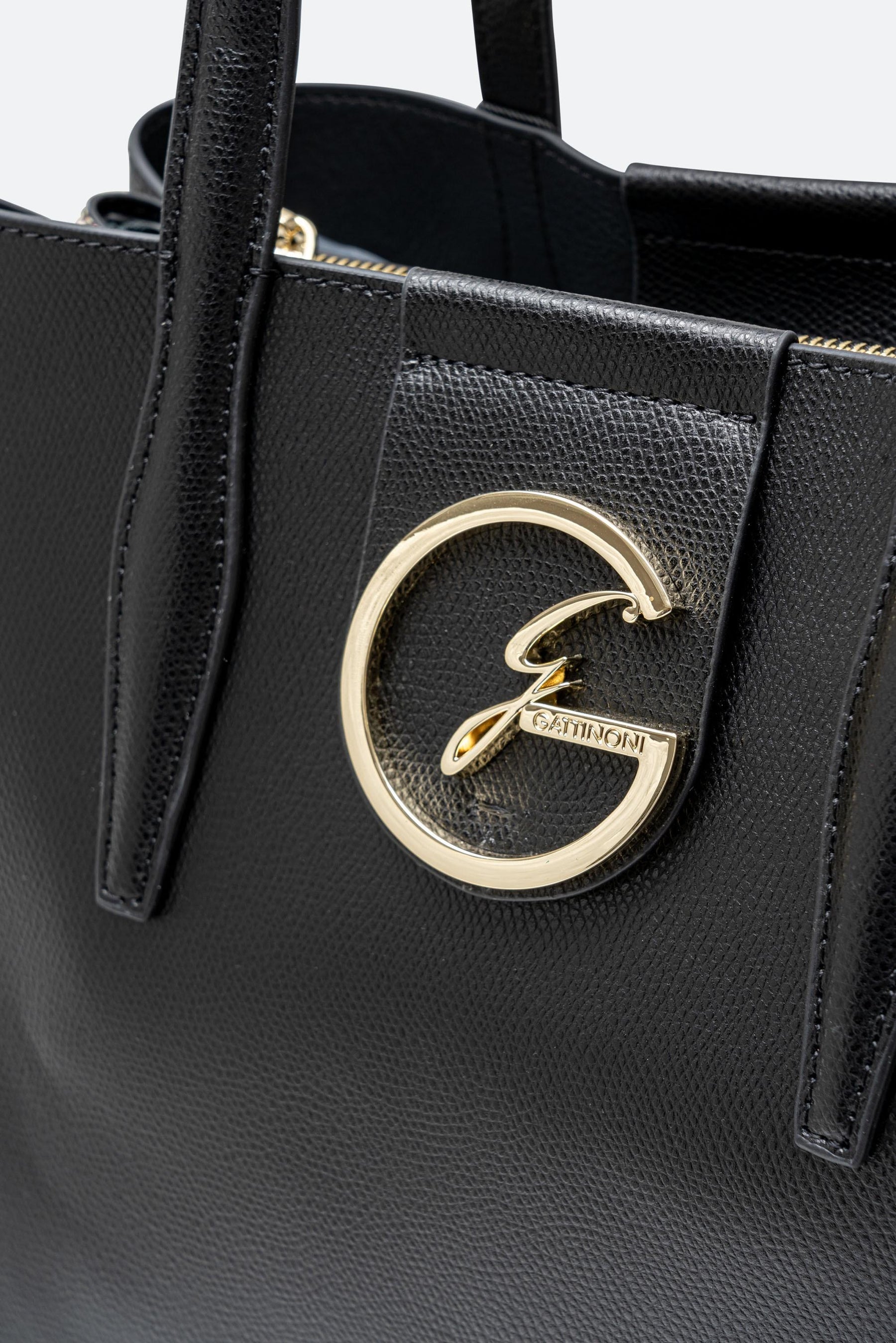 Bolsa de compras de cuero negro