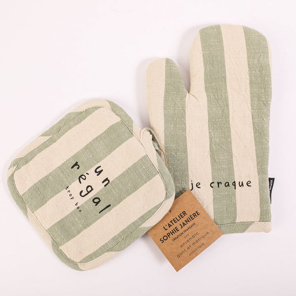 Oven mitt and pot holder delight (stripes)